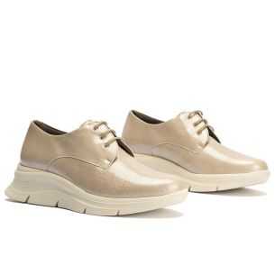 Pitillos - 10756 - PIEDRA - Blucher en Charol con cordones de mujer color piedra - 1 2