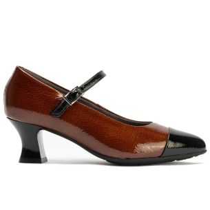 Pitillos - 10851 - NEGRO-CUER - Mercedes Bicolor en charol de mujer color negro/cuero - 1