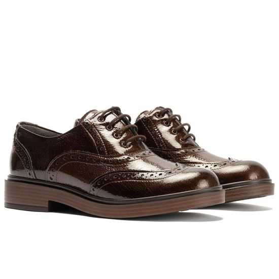 Pitillos - 10891 - MARRON - Ingles en Charol con cordones de mujer color marron - 2