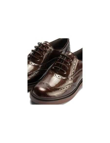 Pitillos - 10891 - MARRON - Ingles en Charol con cordones de mujer color marron - 4