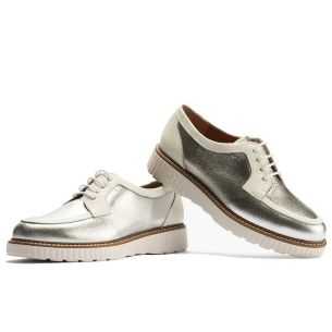 Pitillos - 11083 - PLATA - Zapato blucher con cordones y reflejos brillantes Plata - 1 2