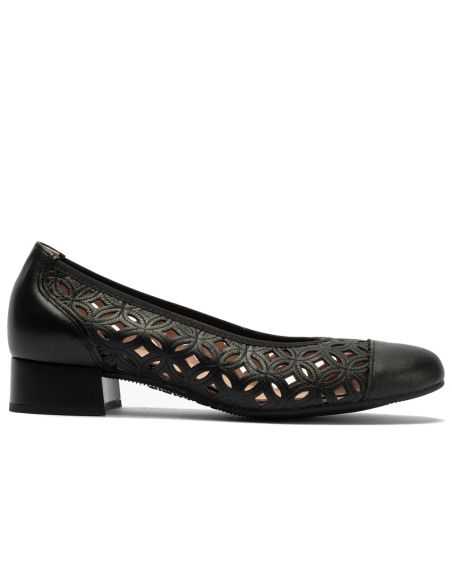 Pitillos - 11120 - NEGRO - Zapato salón con tacón bajo y punta redonda
