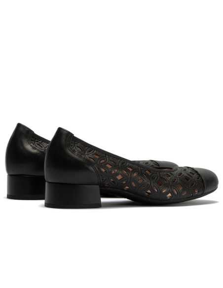 Pitillos - 11120 - NEGRO - Zapato salón con tacón bajo y punta redonda