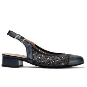 Pitillos - 11121 - MARINO - Zapato salón destalonado con tacón bajo y punta redonda