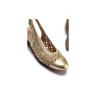 Pitillos - 11121 - ORO - Zapato salón destalonado con tacón bajo y punta redonda 2