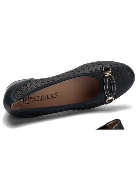 Pitillos - 11123 - MARINO - Zapato salón con adorno y tacón bajo