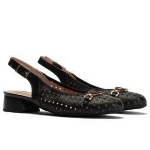 Pitillos - 11124 - NEGRO - Zapato salón destalonado con adorno y tacón bajo 2