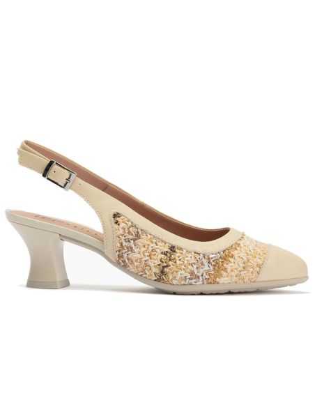 Pitillos - 11185 - CREMA - Zapato salón destalonado con tacón medio