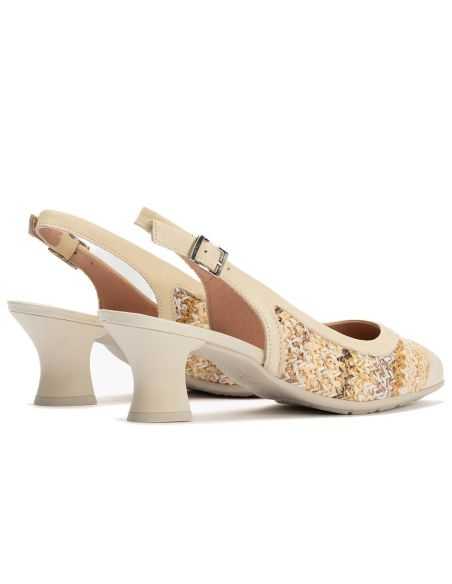 en piel napa y rafia Crema - 2