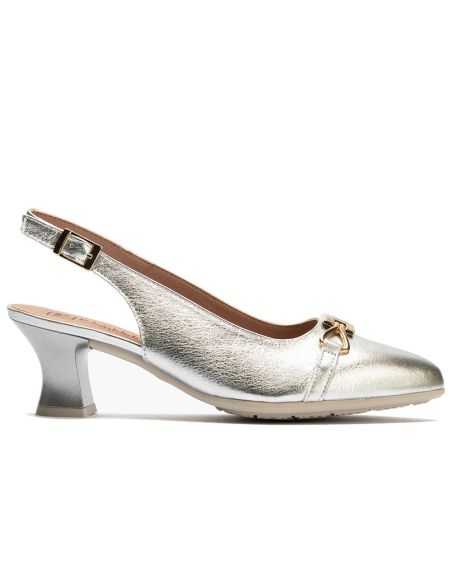 Pitillos - 11186 - PLATA - Zapato salón destalonado con tacón medio