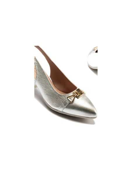 Pitillos - 11186 - PLATA - Zapato salón destalonado con tacón medio