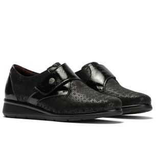 Pitillos - 11510 - NEGRO - Blucher de velcro combinado lycra con charol Negro - 1 2
