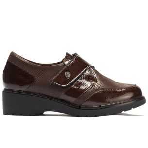 Pitillos - 11520 - MARRON - Blucher con velcro combinado charol con lycra Marrón - 1