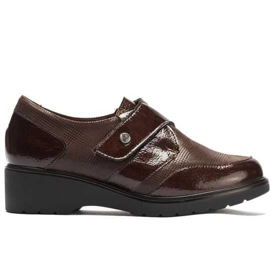 Pitillos - 11520 - MARRON - Blucher con velcro combinado charol con lycra Marrón - 1