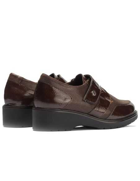 Pitillos - 11520 - MARRON - Blucher con velcro combinado charol con lycra Marrón - 3