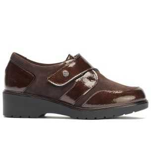 Pitillos - 11524 - MARRON - Blucher con velcro combinado charol con ante Marrón - 1
