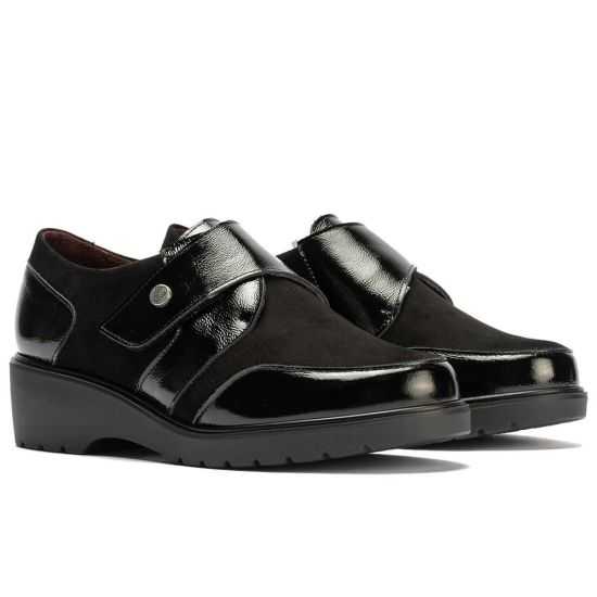 Pitillos - 11524 - NEGRO - Blucher con velcro combinado charol con ante Negro - 2