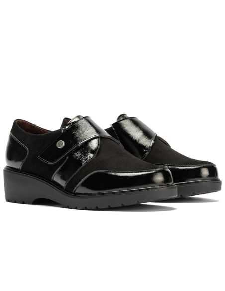 Pitillos - 11524 - NEGRO - Blucher con velcro combinado charol con ante Negro - 2