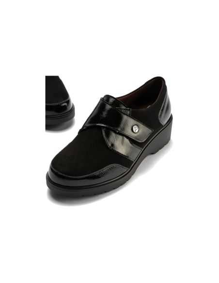 Pitillos - 11524 - NEGRO - Blucher con velcro combinado charol con ante Negro - 4