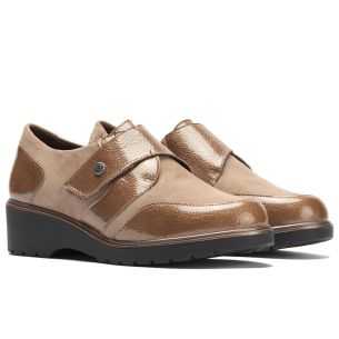 Pitillos - 11524 - TOPO - Blucher con velcro combinado charol con ante Topo - 1 2