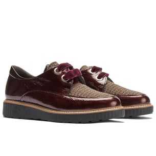 Pitillos - 11555 - BURDEOS - Blucher cordón terciopelo combinado charol con tejido Burdeos - 1 2