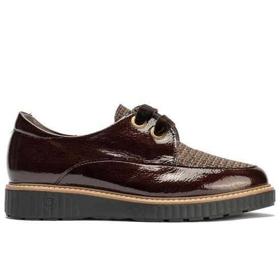 Pitillos - 11555 - MARRON - Blucher cordón terciopelo combinado charol con tejido Marrón - 1