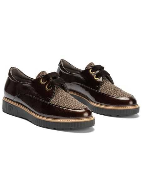 Pitillos - 11555 - MARRON - Blucher cordón terciopelo combinado charol con tejido Marrón - 2