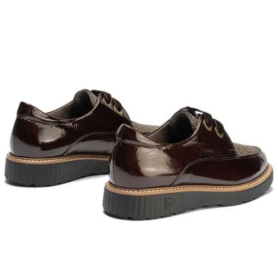 Pitillos - 11555 - MARRON - Blucher cordón terciopelo combinado charol con tejido Marrón - 3