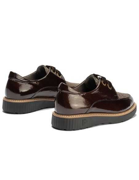 Pitillos - 11555 - MARRON - Blucher cordón terciopelo combinado charol con tejido Marrón - 3
