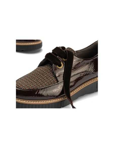 Pitillos - 11555 - MARRON - Blucher cordón terciopelo combinado charol con tejido Marrón - 5