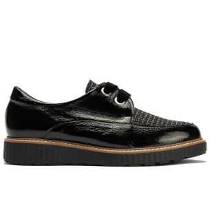 Pitillos - 11555 - NEGRO - Blucher cordón terciopelo combinado charol con tejido Negro - 1