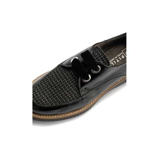 Pitillos - 11555 - NEGRO - Blucher cordón terciopelo combinado charol con tejido Negro - 4