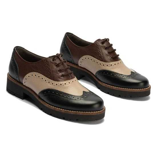 Pitillos - 11563 - NEGRO/TOPO/MARRON - Inglés en napa con grano combinado tricolor Negro-Topo-Marrón - 2