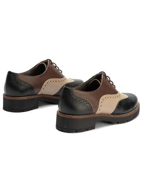 Pitillos - 11563 - NEGRO/TOPO/MARRON - Inglés en napa con grano combinado tricolor Negro-Topo-Marrón - 3