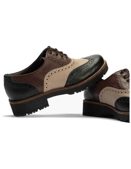 Pitillos - 11563 - NEGRO/TOPO/MARRON - Inglés en napa con grano combinado tricolor Negro-Topo-Marrón - 4