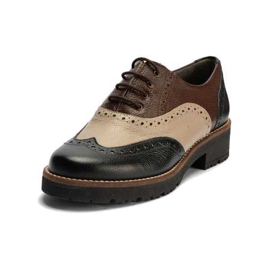 Pitillos - 11563 - NEGRO/TOPO/MARRON - Inglés en napa con grano combinado tricolor Negro-Topo-Marrón - 5