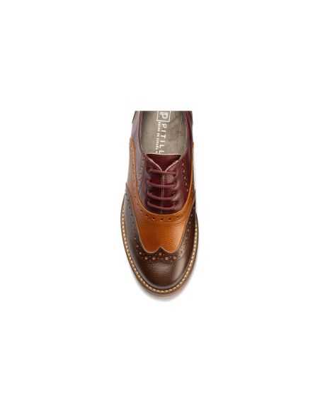 Pitillos - 11563 - NEGRO/TOPO/MARRON - Inglés en napa con grano combinado tricolor Negro-Topo-Marrón - 6