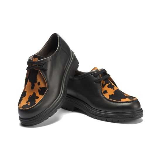 Pitillos - 11571 - NEGRO/CUERO - Wallaby combinado napa con animal print Negro-Cuero - 4