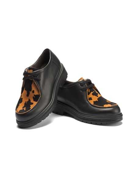 Pitillos - 11571 - NEGRO/CUERO - Wallaby combinado napa con animal print Negro-Cuero - 4