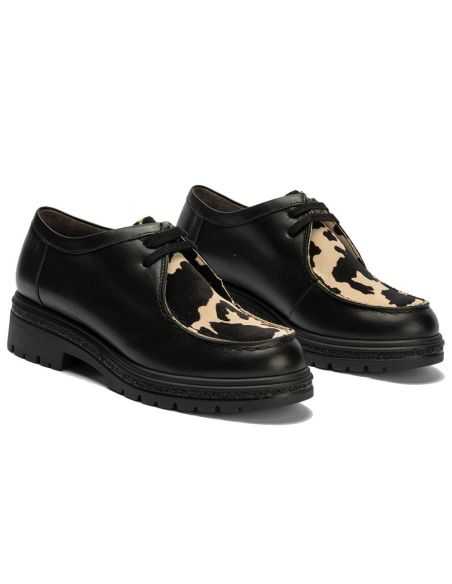 Pitillos - 11571 - NEGRO/BEIGE - Wallaby combinado napa con animal print Negro-Beige - 2