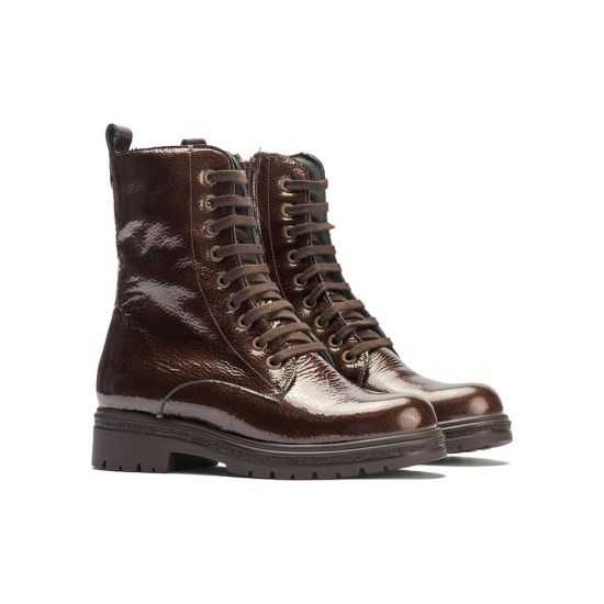 Pitillos - 11574 - MARRON - Bota militar en charol con cremallera Marrón - 2
