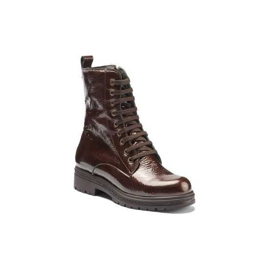 Pitillos - 11574 - MARRON - Bota militar en charol con cremallera Marrón - 4