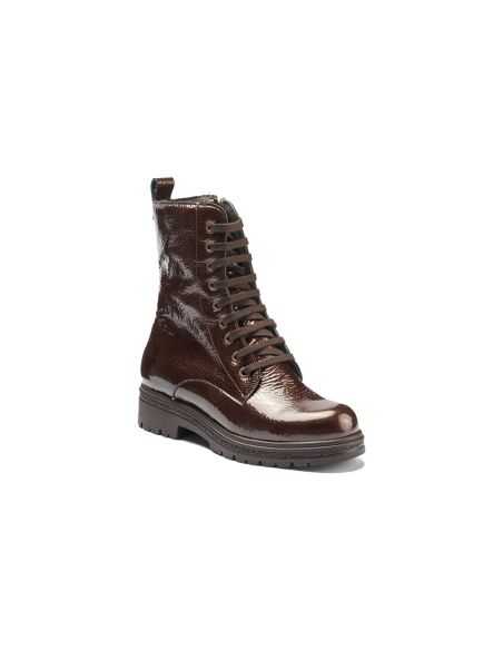 Pitillos - 11574 - MARRON - Bota militar en charol con cremallera Marrón - 4