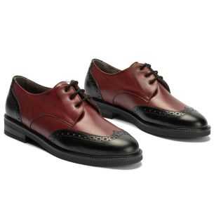 Pitillos - 11581 - NEGRO/BURDEOS - Blucher picados combinado en napa bicolor Negro-Burdeos - 1 2