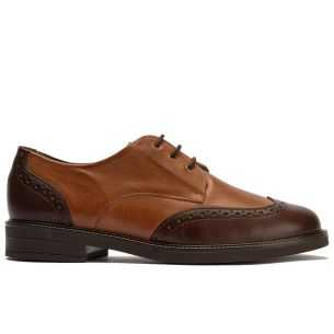 Pitillos - 11581 - MARRON/CUERO - Blucher picados combinado en napa bicolor Marrón-Cuero - 1