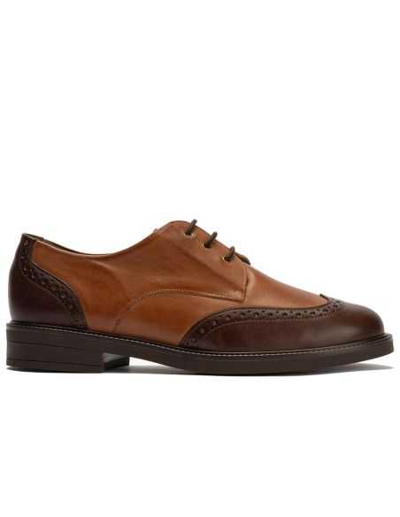 Pitillos - 11581 - MARRON/CUERO - Blucher picados combinado en napa bicolor Marrón-Cuero - 1