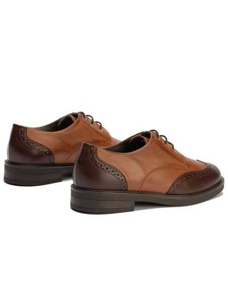 Pitillos - 11581 - MARRON/CUERO - Blucher picados combinado en napa bicolor Marrón-Cuero - 4