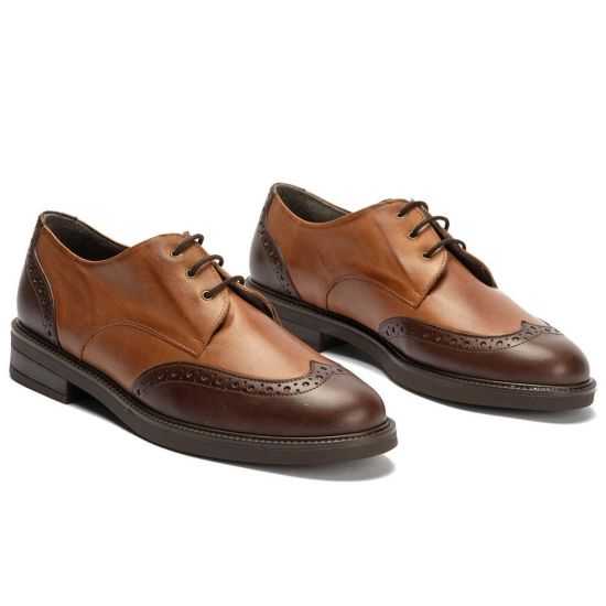 Pitillos - 11581 - MARRON/CUERO - Blucher picados combinado en napa bicolor Marrón-Cuero - 5
