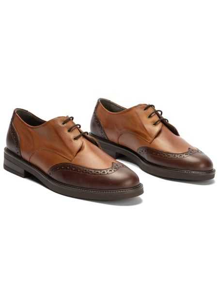 Pitillos - 11581 - MARRON/CUERO - Blucher picados combinado en napa bicolor Marrón-Cuero - 5