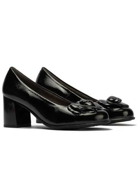 Pitillos - 11657 - NEGRO - Salón combinado charol bicolor con moña flor Negro - 2